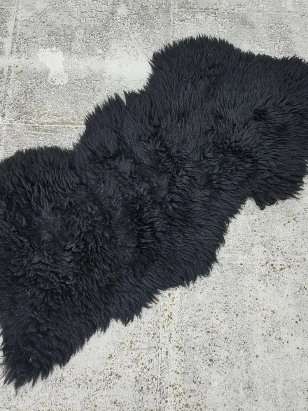 Real Fur Area Rug Handmade Sheepskin Black Real Hair Fur Home Decore Rug New